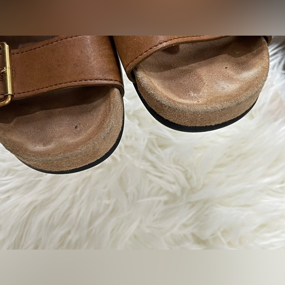 Ecru Suede Double Buckle Slide Sandal - Picture 14 of 14